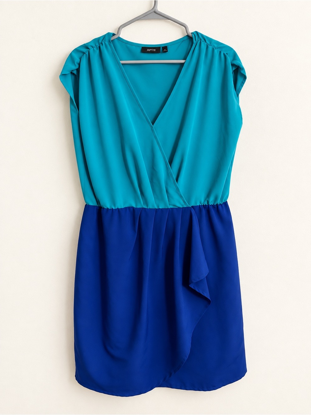 Apt. 9 Teal & Royal Blue Colorblock Ruffle Dress XL
